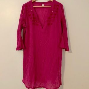 Old Navy Hot Pink Swim Coverup 3/4 Sleeves Large